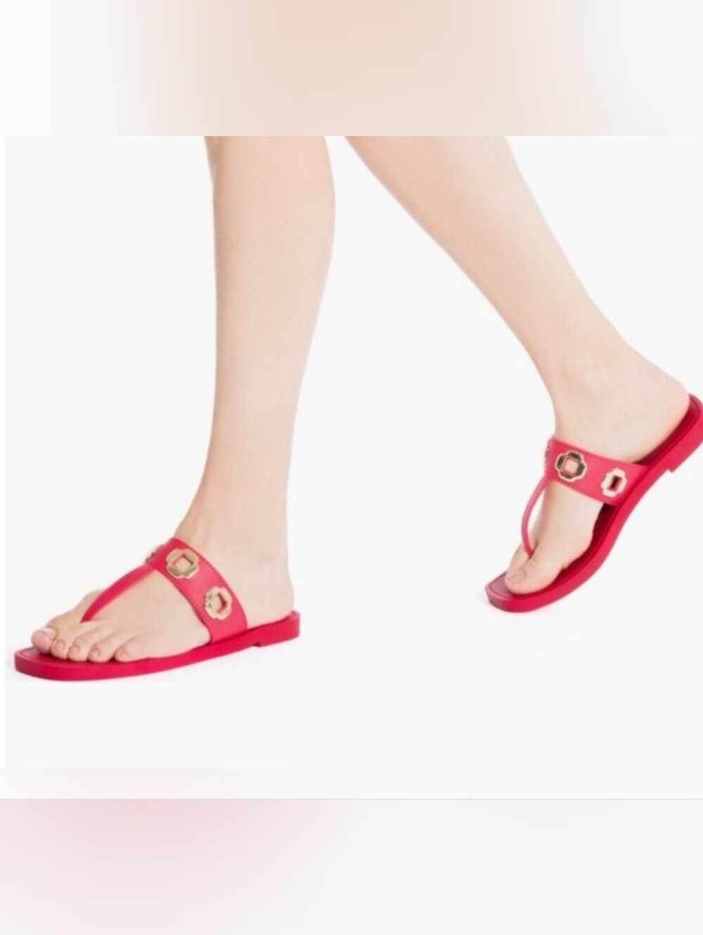 Larroudé Milan Jelly Thong Slide Sandal Scarlett Red, Size 8/9